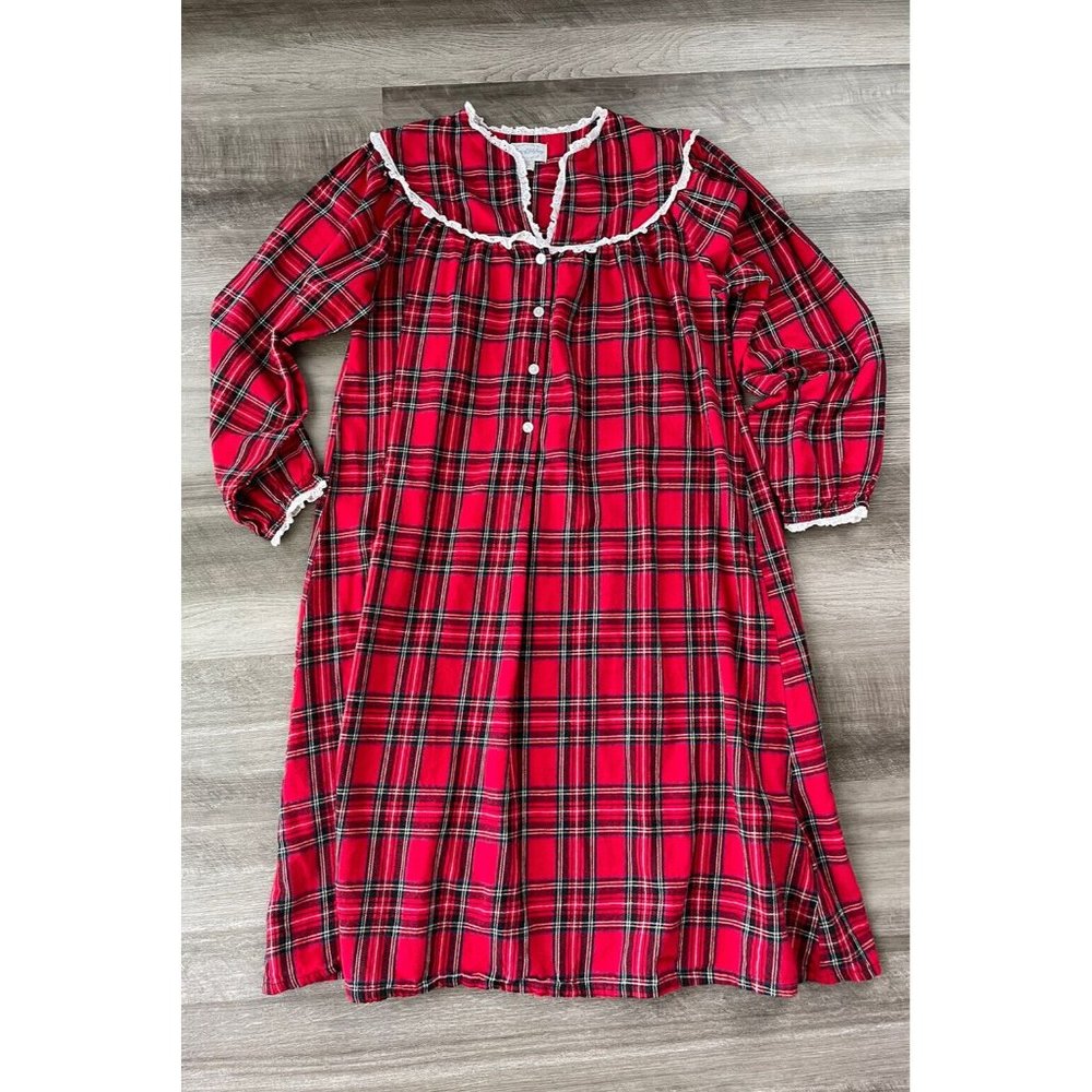 Lanz Of Salzburg Red Plaid Flannel Nightgown Size S Pajamas